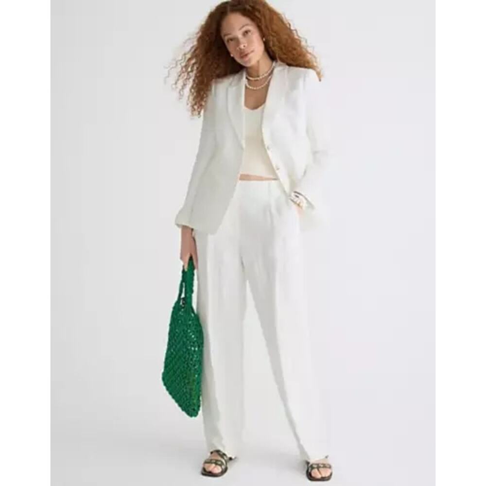 J.CREW Women's White Helena Blazer In Chelsea Linen-Cupro Blend Size 0 NWT